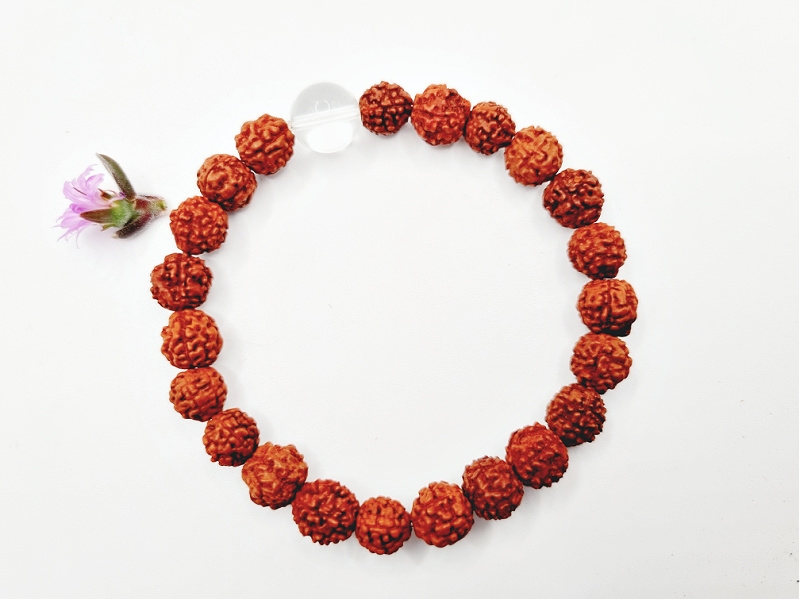 Rudraksha & Clear Quartz Bangle (8mm) Rudraksha & Clear Quartz Bangle (8mm)