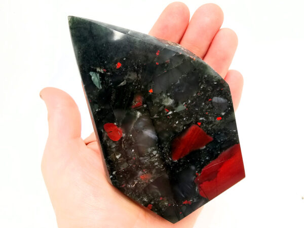 Swazi Bloodstone Polished Point A (340g) Pyrite - Image 2