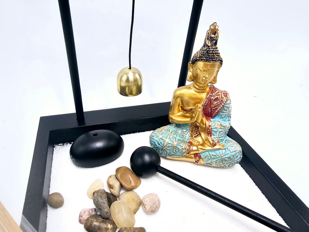 Thai Buddha Zen Garden with Bell (14cm) Thai Buddha Zen Garden with Bell (14cm) - Image 2