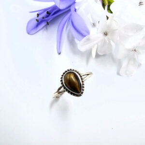 Tear Tigers Eye Ring (925 Silver)
