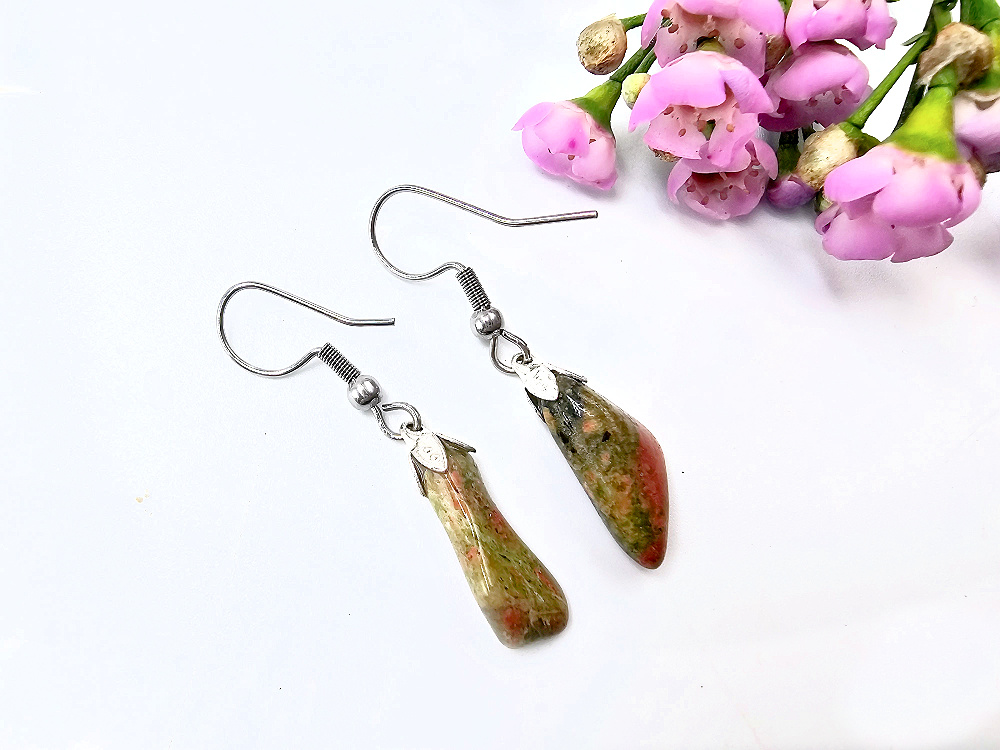 Unakite Drop Earrings (Stainless Steel) Unakite Drop Earrings (Stainless Steel)