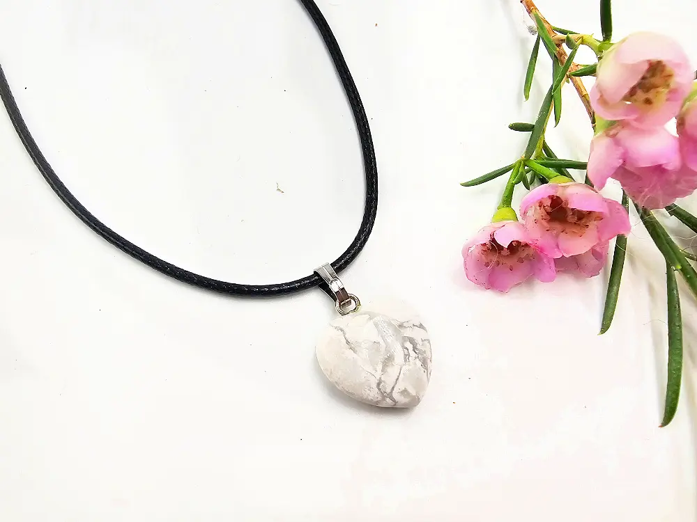 White Howlite Heart Necklace