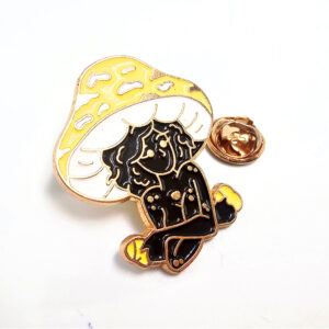 Yellow Mushroom Lady Pin Badge