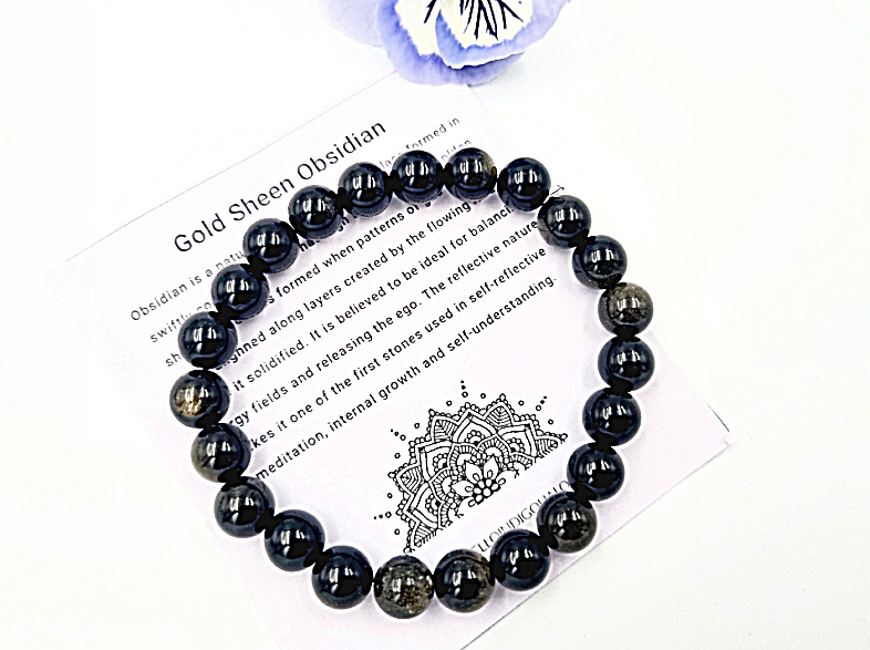 Gold Sheen Obsidian Bangle (8mm) Gold Sheen Obsidian Bangle (8mm)