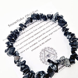 Snowflake Obsidian Stone Chips Bangle