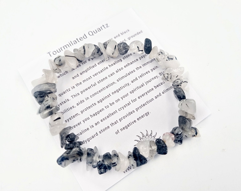 Tourmalinated Quartz Chips Bangle Tourmalinated Quartz Chips Bangle