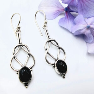 Earrings Black Onyx Celtic Knot