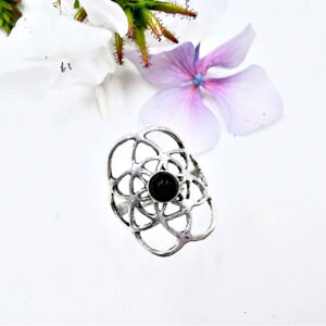 Black Onyx Flower Of Life Ring