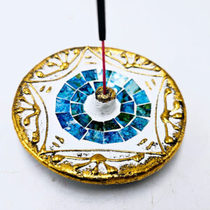 Mosaic Incense Holder Round Blue