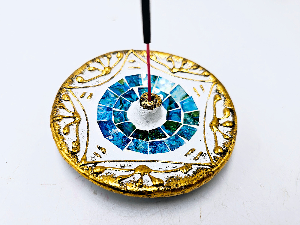 Mosaic Incense Holder Round Blue Mosaic Incense Holder Round Blue