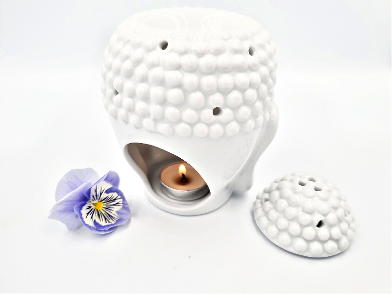 Oil Burner Ceramic Buddha (White) (12cm) Oil Burner Ceramic Buddha (White)  (12cm) - Image 2