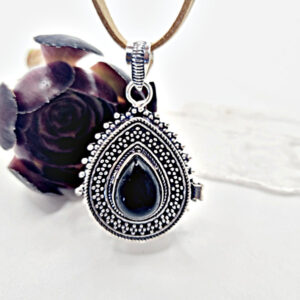Black Onyx Locket Necklace (Opens)