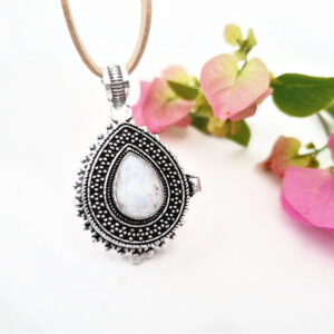 Rainbow Moonstone Teardrop Locket (Opens)