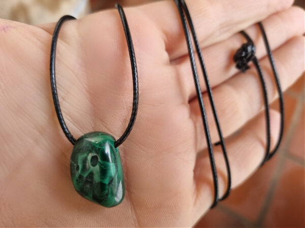 Green Malachite Tumbled Necklace (Negativity Block) - Image 2
