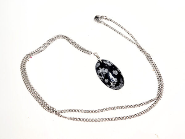Snowflake Obsidian Oval Necklace - Image 2