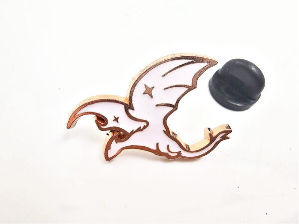 White Dragon Flying Pin Badge