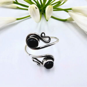 Black Onyx Ring Double Spiral