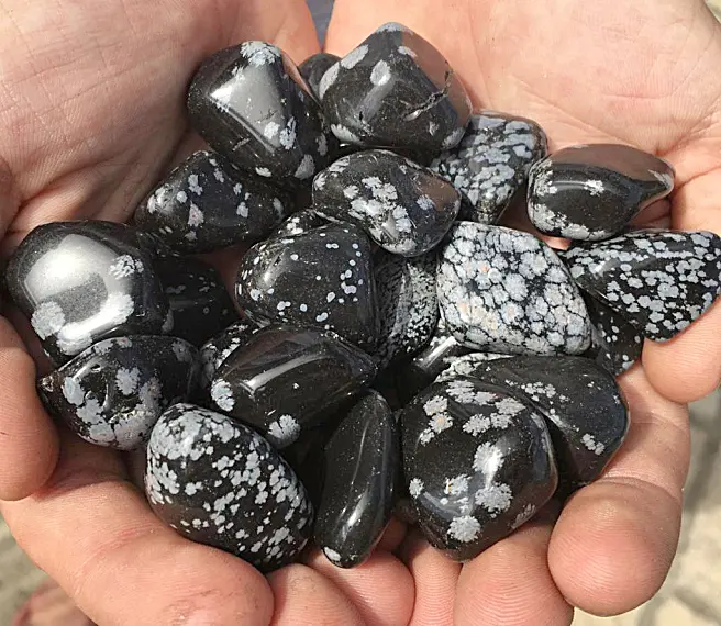 Snowflake Obsidian Tumble Stones - Hello Indigo Halo