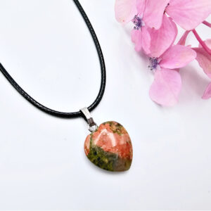 Unakite Heart Necklace (1.5cm)