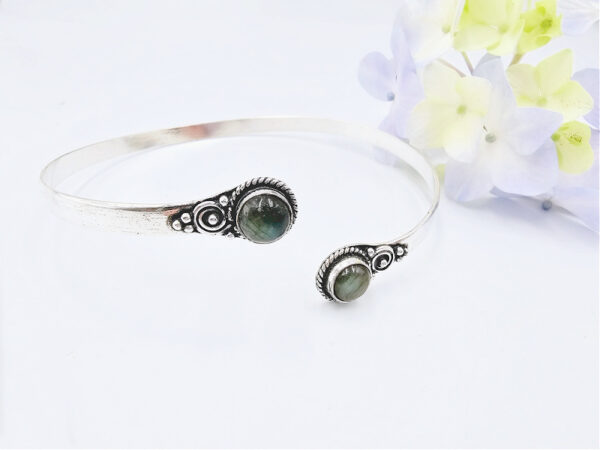 Upper Arm Bangle Cuff Labradorite Silver