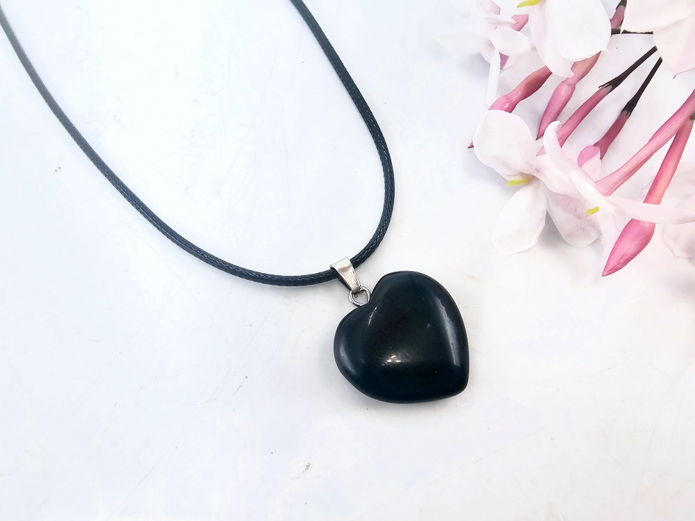 Black Tourmaline Heart Necklace Black Tourmaline Heart Necklace