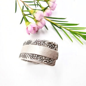 Double Flower Strip Vintage Spoon Ring