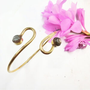 Double Spiral Labradorite Bangle (Brass)