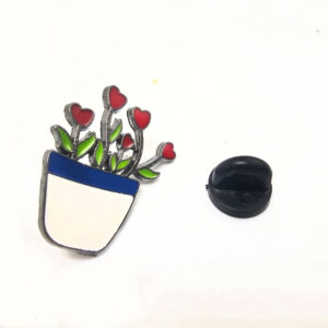 Heart Flowers Pin Badge