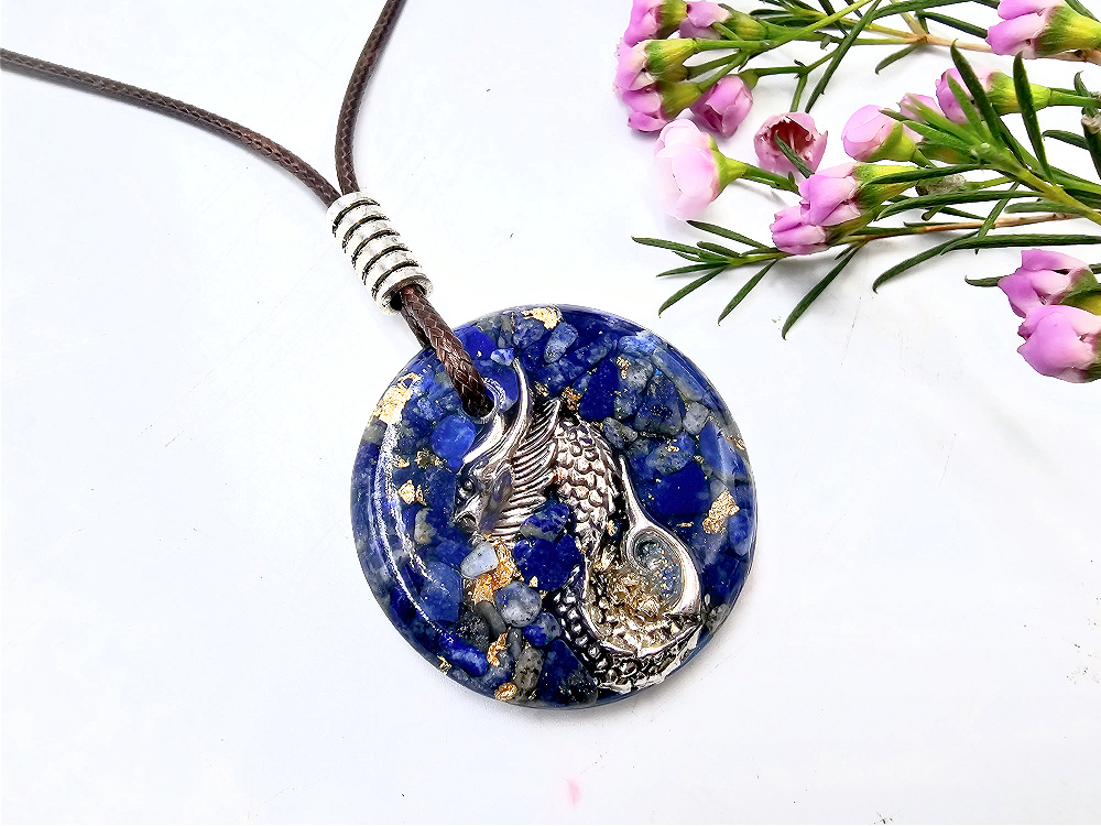 Orgonite Dragon Lapis Lazuli Necklace Orgonite Dragon Lapis Lazuli Necklace