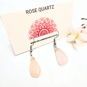 Rose Quartz Drop Earrings (Stainless Steel)