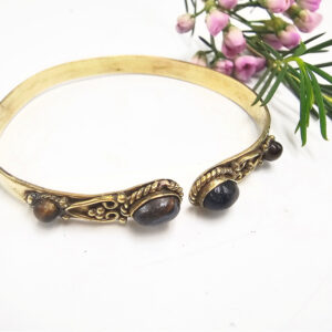 Tigers Eye Bangle Double Drop (Brass)