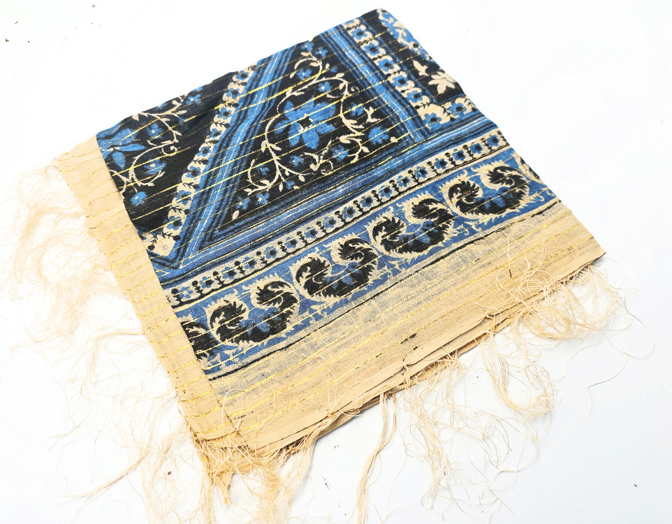 Vintage Indian Cotton Scarf – Yellow Blossom Vintage Indian Cotton Scarf – Yellow Blossom - Image 2