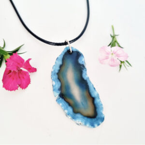 Blue Agate Slice Necklace