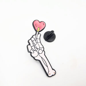 Skeleton Heart Flower Pin Badge