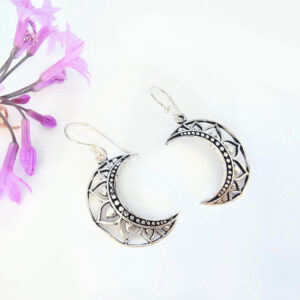 Crescent Moon Mandala Earrings