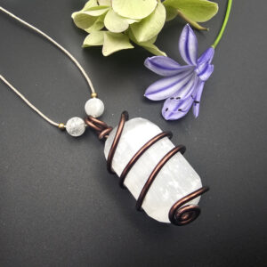 NEW Selenite Tube Aluminum Wrap Necklace