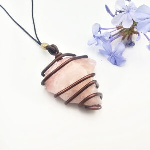 Rose Quartz Aluminum Wrap Necklace
