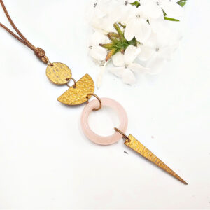 Geometric Crystal Necklace Harmonic Rose Quartz