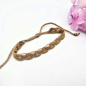 Macrame Ankle Chain Brass (Tan)