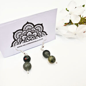 Bloodstone Beaded Dangle Earrings