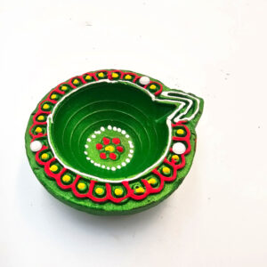 Clay Diya Pot Fancey - Green Petal (Single)