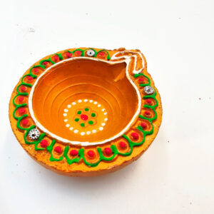 Clay Diya Pot Fancey - Orange Petal (Single)