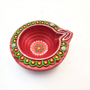 Clay Diya Pot Fancey - Red Petal (Single)
