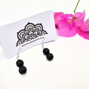 Lava Stone Beaded Dangle Earrings