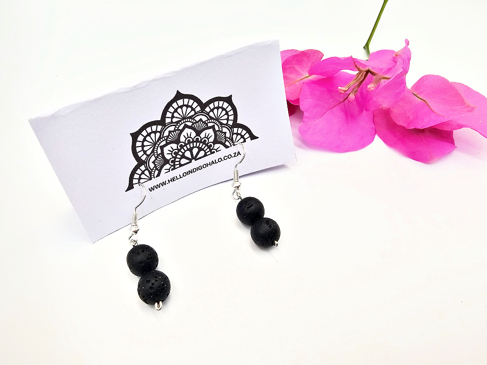 Lava Stone Beaded Dangle Earrings Lava Stone Beaded Dangle Earrings