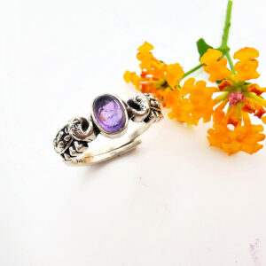 Elephants Amethyst Ring (925 Silver) S