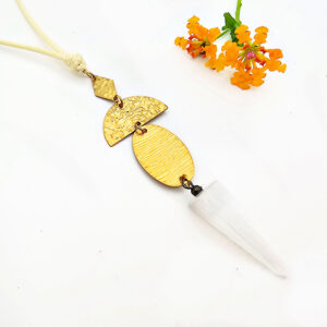 Geometric Crystal Necklace Moonwash Selenite