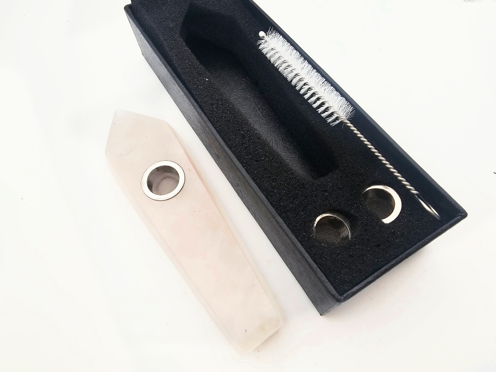 Rose Quartz Smoking Pipe (10cm) Rose Quartz Smoking Pipe (10cm) - Image 2