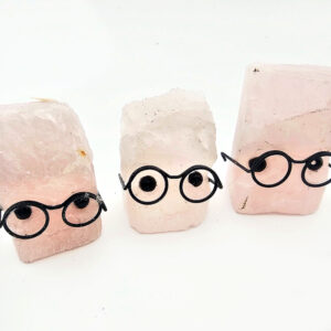 Rose Quartz Cute Face with Glasses