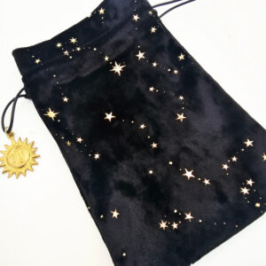 Black Tarot Bag with Gold moon print and sun charm